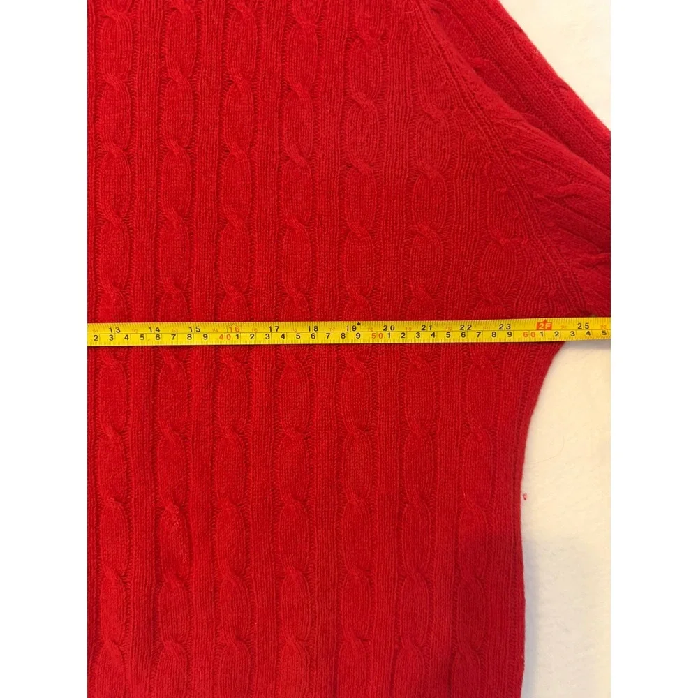 Polo Ralph Lauren Red Cable Knit‎ Lambswool Crewneck Sweater Mens XL Vintage